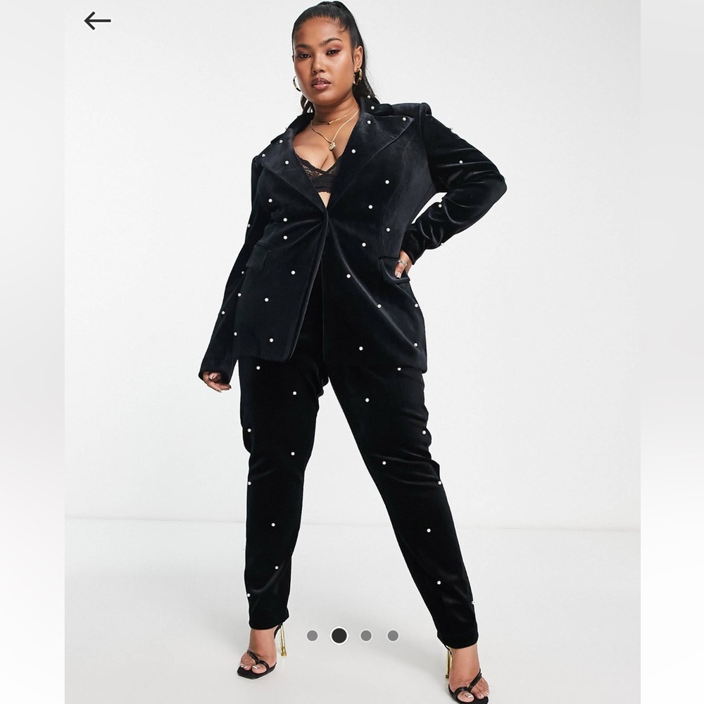 ASOS LUXE Curve pearl velvet suit